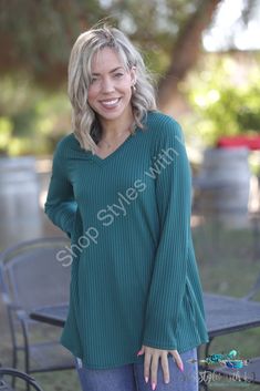 Subtly Striped Long Sleeve Top Kjb Chic Relaxed Fit V-neck Sweater With Long Sleeves, Spring V-neck Long Sleeve Loungewear Top, Ribbed V-neck Top With Relaxed Fit, Fall Long Sleeve V-neck Top, Green V-neck Top With Ribbed Cuffs, Trendy Fall V-neck Long Sleeve Top, Casual V-neck Long Sleeve Top With Relaxed Fit, Fall Long Sleeve V-neck Top Relaxed Fit, Fall V-neck Long Sleeve Top In Relaxed Fit