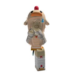 a cartoon character is standing on top of a box