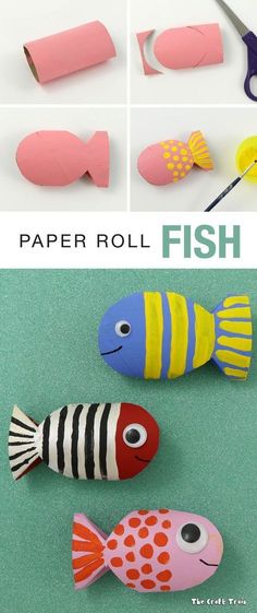 paper roll fish craft for kids to make