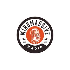 the wnom - masive radio logo with an orange and black microphone on it