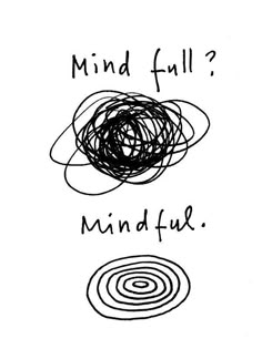 a black and white drawing with the words mind full