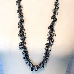 Hematite Chain Necklace With Varying Gray And Black Pearl And Crystal Beads. Beautiful Paired With Your Favorite Dress, Blouse, Sweater Or Over A Scarf For The Fall, As Shown (See Last Photo!) *Scarf Not Included, Posted Only For Styling Suggestion Elegant Beaded Hematite Necklace, Elegant Gray Necklace With Faceted Beads, Elegant Gray Faceted Beads Necklace, Elegant Silver Hematite Beaded Necklaces, Gray Beaded Necklaces For Party, Gray Beaded Necklace For Party, Sophia Black, Lia Sophia, Black Pearl