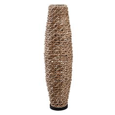 a tall vase made out of wicker on a white background