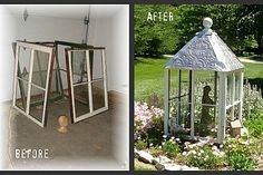 before and after photos of an old birdcage