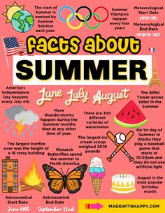 a poster with the words fact about summer and other things to do in front of it