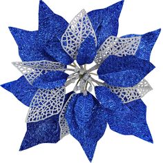 PRICES MAY VARY. Quantity: There are 14 pcs blue glitter artificial poinsettia flowers picks Christmas tree ornaments in a white gift box. Each Christmas flower is composed of 6 pcs silver glittered petals and 14 pcs glitter metallic fabric petals, and comes with a flexible wired stem on the back so you could easily add it on anywhere you prefer. These shimmering blue Christmas poinsettia stems will bring elegance and a festive touch to your holiday decorating projects and arrangements. Color: T Blue And Silver Christmas Decorations, Christmas Tree Wreaths, Christmas Wedding Flowers, Blue Christmas Tree Decorations, Fabric Petals, Holiday Floral Arrangements, Tree Wreaths, Silver Christmas Decorations, Poinsettia Flowers