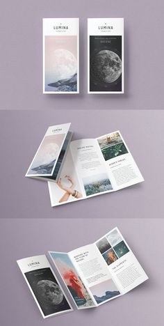 three different views of the same page in an open magazine or brochure, each with