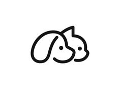 a dog and cat are shown in this black and white logo design, with the word love