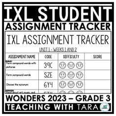 a black and white poster with text that reads,'txl student assignment tracker '