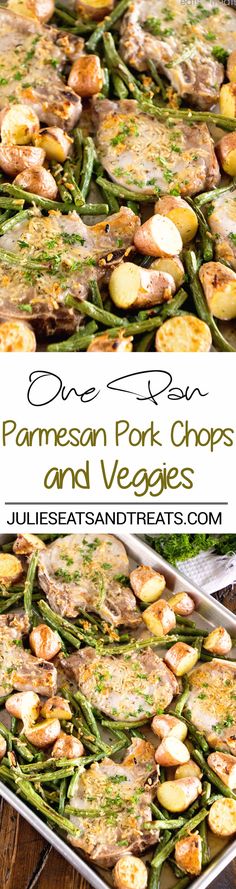 one pan parmesan pork chops and veggies