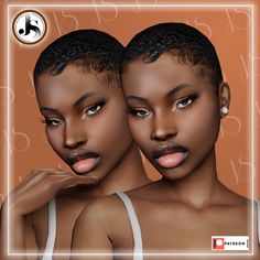 two black women with dark skin and brown eyes are shown in front of an orange background