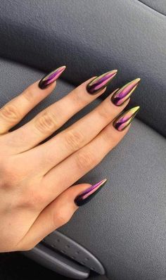 Black Chrome Nails, Chrome Nails Designs, Indigo Nails, Minimalist Nail Art, Beauty Nails Design, Chrome Nail, Nail Tattoo, Nail Art Ideas