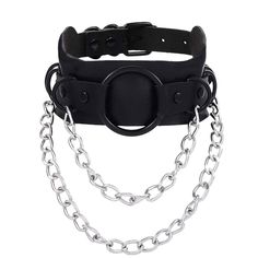 PRICES MAY VARY. Gothic Choker necklaces are including one high quality big alloy ring and link chain ahead necklace with it's unique designed, it's more punk-like. Punk Choker can be matched with your any clothing.It can highlight your perfect and sexy body,make you looks more confident and charming in the crowd. Choker Collar can meet your different needs, and match your different outfits,making you cool and charming. Great for punk rock festival,stage performance ,etc. Gothic Choker is perfec Punk Style Stainless Steel Metal Ring Jewelry, Punk Stainless Steel Jewelry With Metal Ring, Punk Black Jewelry With Chain Strap, Black Punk Jewelry With Chain Strap, Edgy Adjustable Chain Strap Jewelry, Punk Style Chain Jewelry For Concerts, Punk Chain Jewelry For Concerts, Gothic Metal Jewelry With Chain Strap, Punk Stainless Steel Choker