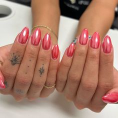 Bright Red Chrome Nails, Utah Nails Designs, Bright Red Nails With Design, Luminary Nails Design, Red Chrome Nails Designs, Utah Nails, Chrome Nails Summer, Luminary Nails, Airbrush Techniques