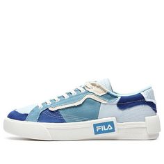 (WMNS) FILA FUSION Canvas Skate Shoes 'Blue Green' T12W228207FSN Textile Flat Sneakers For Streetwear, Canvas Sneakers For Streetwear With Flat Heel, Blue Flat Sneakers For Streetwear, Flat Textile Sneakers With White Sole, Flat Canvas Sneakers For Streetwear, Blue Canvas Skate Shoes With Rubber Sole, Blue Vulcanized Sole Flat Sneakers, Blue Flat Sneakers With Laces, Blue Textile Sneakers With Vulcanized Sole