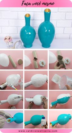 how to make vases out of toilet paper and plastic bottles - step by step instructions