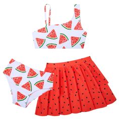 PRICES MAY VARY. 🍒🍒 Material: Girls 3 Piece Bathing Suit is made of 82% nylon and 18% spandex, lightweight, breathable, quick-drying and comfortable; The top with adjustable straps, full front lining, not see through 🍉🍉 Cute & Unique: Girls swimsuit tankini includes a swim top, briefs, and cover ups beach skirt, Bikini Bottoms cover well to give little girls good protection; the skirt can be worn with or without and it adds a little modesty 🎀🎀 Funny Patterns: Girls bikini set with a variet 3 Piece Bathing Suit, Cover Ups Beach, Unique Girls, Swimsuit Tankini, Skirt Swimsuit, Coverup Beach, Beach Skirt, Tropical Style, Cute Swimsuits