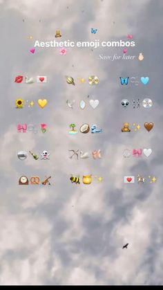 the sky is filled with lots of different emoticions on it's side