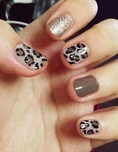 Animal print and coffe Brown Nail Art, Brown Nails Design, Animal Nail Art, Animal Nails