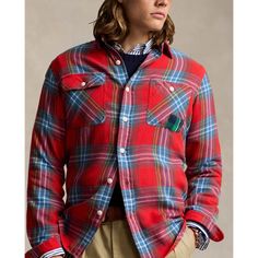 This shirt combines a workwear-inspired silhouette with lightweight cotton flannel and mending for a rugged look that’s distinctly Polo. Plaid Cotton Flannel Shirt For Work, Plaid Cotton Tops With Patch Pockets, Casual Plaid Flannel Shirt With Patch Pockets, Plaid Flannel Workwear Shirt, Plaid Flannel Work Shirt, Plaid Flannel Shirt For Work, Cotton Flannel Shirt With Patch Pockets, Relaxed Fit Flannel Shirt For Work, Rugged Long Sleeve Cotton Flannel Shirt