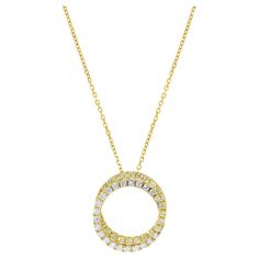 RareGemWorld's classic diamond pendant. Mounted in a beautiful 18K Yellow Gold setting with natural round yellow diamond melee complimented by natural round white diamond melee. This necklace is guaranteed to impress and enhance your personal collection. Total Weight: 1.20cts Length x Width: 22.3 x 19.8mm Diamond Measurements: 1.81 - 1.9mm Natural Round Yellow Diamonds Natural Round White Diamonds 18K Yellow/White Gold All diamonds are guaranteed natural International Shipments: Please note that Yellow Diamonds, White Gold Set, Contemporary Pendant, Yellow Gold Setting, Modern Necklaces, Modern Pendant, Yellow Diamond, Drop Pendant, White Diamonds