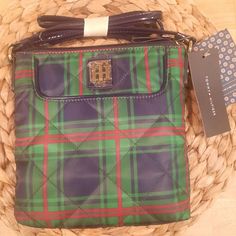 Tommy Hilfiger Blue Green Pink Plaid Crossbody Bag With Blue Patent Strap As a small business owner, we strive to earn a 5-Star rating from each of our customers and would appreciate you taking a moment to leave us feedback after you receive your purchase.  If by chance you believe that we do not deserve a 5-Star rating, we would hope that you would consider contacting us prior to leaving feedback, to discuss why and resolve any issue.  We do accept returns as long as they are returned in the same condition they are shipped. Ie. if the item is shipped unopened and new it MUST BE RETURNED THE SAME WAY. Thank you for shopping with us - please consider SUBSCRIBING / SAVING OUR STORE and visit us often as NEW LISTINGS ARE ADDED DAILY! ~Mom & Pop Jackpot Tommy Hilfiger Crossbody Shoulder Bag For Travel, Tommy Hilfiger Blue Rectangular Bag, Everyday Blue Tommy Hilfiger Shoulder Bag, Tommy Hilfiger Everyday Crossbody Shoulder Bag, Tommy Hilfiger Travel Crossbody Bag, Tommy Hilfiger Crossbody Travel Bag, Tommy Hilfiger Blue Bags For Daily Use, Tommy Hilfiger Blue Travel Bag, Star Rating