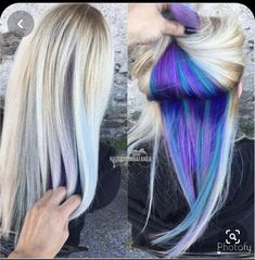 Fashion Color Hair Peekaboo Blonde, Peek A Boo Hair Color Ideas For Blondes, Peek A Boo Hair Color Ideas, Peek A Boo Hair, Roots Balayage, Hair Peekaboo, Peekaboo Highlights, Balayage Blond