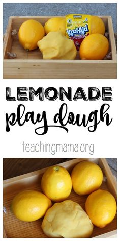 lemonade play dough in a wooden box