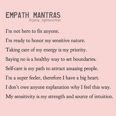 Energy Healer & Expert on Instagram: “Take what you need ❤️ Which mantra resonates with you today? . . . Join Empath Healing Online Workshop to learn how to become an empowered…” Bohol, Mental And Emotional Health, Self Care Activities, Healing Quotes, Emotional Health, Daily Affirmations