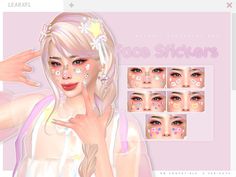 The Sims Resource - Face Stickers [Blush / Facepaint] N09 Sims 4 Cc Face Stickers, Sims 4 Kawaii Makeup Cc, Sims 4 Face Stickers, Sims 4 Kawaii Makeup, Ts4 Kawaii Cc, Sims 4 Face Paint, Sims 4 Sanrio Cc, Sims Tattoos, Toddler Makeup