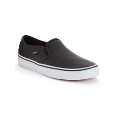 Get easy, casual style with these women's Vans skate shoes. Click this FOOTWEAR GUIDE to find the perfect fit and more!SHOE FEATURES Double stitched design ensures durability. Vulcanized rubber outsole Elastic gore for easy on and off Perforated upper SHOE CONSTRUCTION Manmade upper and lining Rubber outsole SHOE DETAILS Slip-on Padded footbed Size: 8. Color: Black. Gender: female. Age Group: adult. Vans Skate Shoes, Vans Skate, Women's Vans, Womens Vans, Vans Classic Slip On Sneaker, Skate Shoes, On Shoes, Slip On Shoes, Style Guides