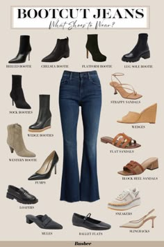 Dressy Bootcut Jeans Outfit, Bootcut Jeans Style For Women, Styling Boots Women, Boot Cut Jeans For Short Women, Bootcut Jeans And Sandals Outfit, Style With Bootcut Jeans, Ankle Boots With Bootcut Jeans, Business Casual Bootcut Jeans, How To Wear Bootleg Jeans