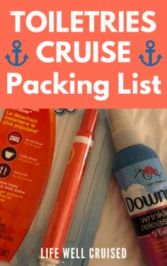 the contents of a toiletries and cruise packing list are shown in this image with text overlay