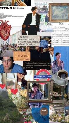 the collage has many different pictures and words on it, including an image of a man