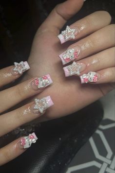 Paznokcie Hello Kitty, Hello Kitty Nails Art, Nails Essie, 2025 Spring, Spring House, Girly Acrylic Nails, Cute Acrylic Nail Designs, Hello Kitty Nails, Pretty Gel Nails