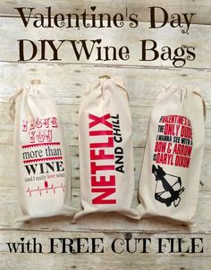 valentine's day diy wine bags with free cut file