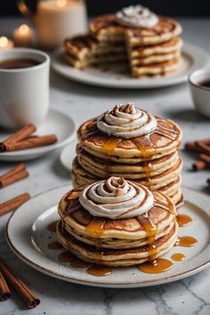 A photo of a  Cinnamon Roll Pancakes a Christmas Pancake Recipes Christmas Breakfast Aesthetic, Christmas Crepes, Ny Aesthetic, Pancakes Aesthetic, Pancake Cafe, Best Pancake Recipe, Cinnamon Roll Pancakes, Cinnamon Pancakes