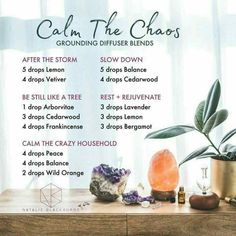 Evening Diffuser Blends, Grounding Diffuser Blend, Diffuser Scents, Calm The Chaos, Doterra Recipes, Doterra Diffuser, Doterra Diffuser Blends, Doterra Oil