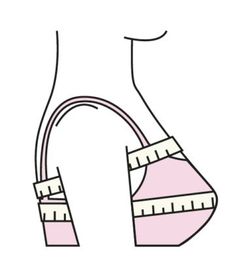 a drawing of a woman's neck with tape wrapped around it and measuring tape on the side