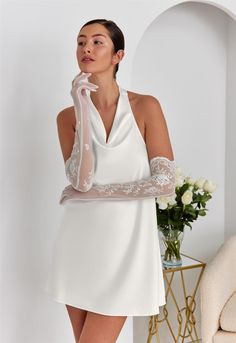 For those who dare to seduce, the Darling gloves effortlessly trace the arm with our iconic Darling embroidery. Framing the elbow, a delicate scalloping completes the glove, while the stretch netting allows for flexibility. Style the Darling glove for any jaw-dropping occasion in or out of the bedroom. Details: • Elbow Wedding Dress Bra, Bride Gloves, Gloves Lace, Bedroom Details, Elbow Length Gloves, Bridal Gloves, Lace Gloves, Lace Garter, Luxury Bridal