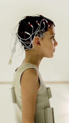 a woman with wires in her hair