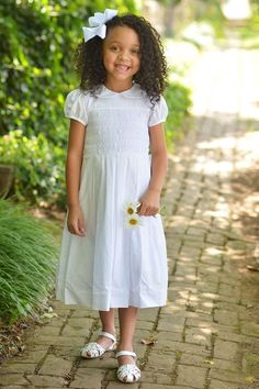 Blair - Smocked Flower Girl Strasburg Children Toddler Smock, Flower Girl Dress White, Girl Dress White, Blair Dress, Mary Dress, Holy Communion Dresses, Toddler Flower Girls, Heirloom Dresses, Communion Dresses