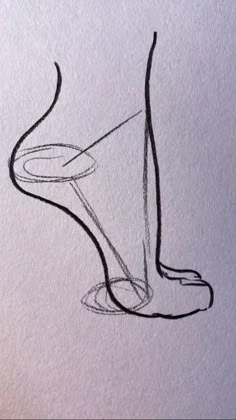 a drawing of a foot with a long black line on it