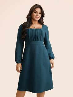 Square Neck Textured Gathered Dress – BloomChic Gathered Dress, Trendy Dress, Winter Colors, Lantern Sleeves, Trendy Dresses, Cocktail Dresses, Square Neck, Types Of Sleeves, Cocktail Dress