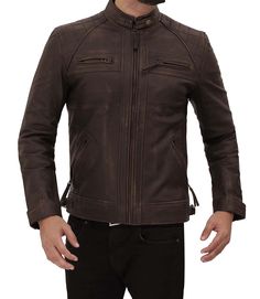 A must-have for all seasons in men’s wardrobe! This Brown Rub Off Motorcycle Style Jacket is made of real leather having features of snap button collar and cuff, zip closure, and include quilted shoulder padding and leather pulls. You can pair this jacket smart casually with Jeans, T-shirts, formal shirts, boots, sneakers, or matching shoes. Specification: Material: Real Leather, soft polyester lining with quilted foam Front: Zip Closure, Snap Button Collar Pockets: Four Outer Pockets, Two Insid Distressed Brown Leather Jacket For Biker Events In Fall, Distressed Brown Moto Leather Jacket For Fall, Distressed Brown Fitted Biker Jacket For Events, Rugged Distressed Brown Leather Jacket For Biker Events, Rugged Distressed Brown Biker Jacket For Winter, Winter Brown Distressed Biker Jacket, Fitted Rugged Leather Jacket In Vintage Brown, Rugged Brown Fitted Biker Jacket, Rugged Fitted Distressed Brown Biker Jacket