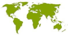 a green world map is shown on a white background