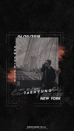 the poster for taehyung's new york tour is shown in black and white