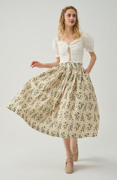 DAISY 03 | F3D Flower Embroidery Linen Skirt 1950 Skirt, Skirt A Line, Embroidery Skirt, Skirt Pleated, Skirt Floral, Skirt Midi, Weekend Wardrobe, Line Skirt, Linen Skirt