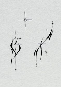 some kind of tattoo design on paper with stars in the middle and an arrow at the bottom