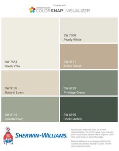 the color scheme for sheryln williams's paint swatches, which are neutral and